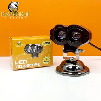 BAOBAO Lighting Systems BB2395 4 Modes White Yellow Flash Dual Color Mini Fog Telescope Led Lights Headlight for Motorcycle Bike