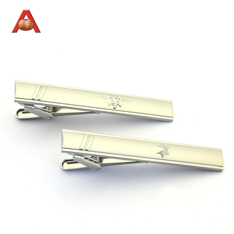 Custom Wholesale Silver Tie Clip Tie Bar Unique Metal Cufflinks