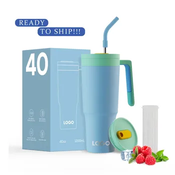 Ready to Ship 40oz Tumbler with Handle BPA Free Stainless Steel Coffee Tumbler Leak Proof Insulated Tumbler for Work and Gym