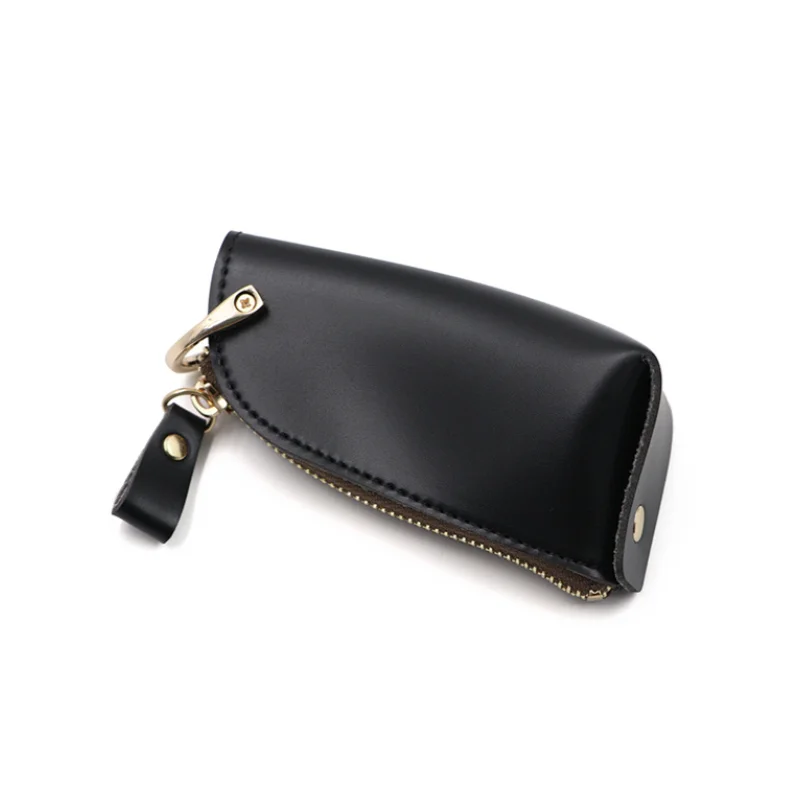 Leather Zipper Car Key Case with Metal PU Plastic Silver Materials Personalized Wholesale Pocket Keychain Holder Pouch