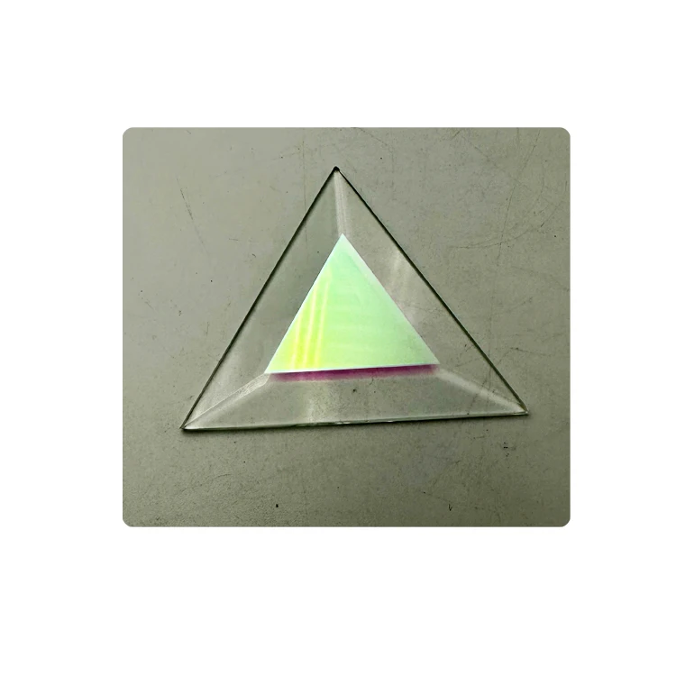 Triangle Window Glass Bevel Cluster Iridescent Dichroic Triangle Shape Glass Chamfered rainbow Beveled Glass Pieces