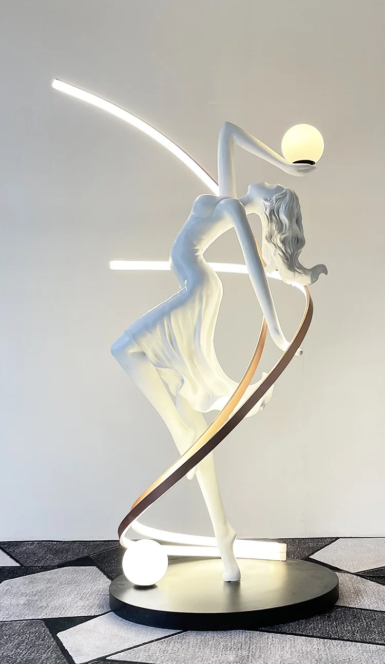 Postmodern Sculpture Floor Lamp Elegant White Sculpture Creative Large
