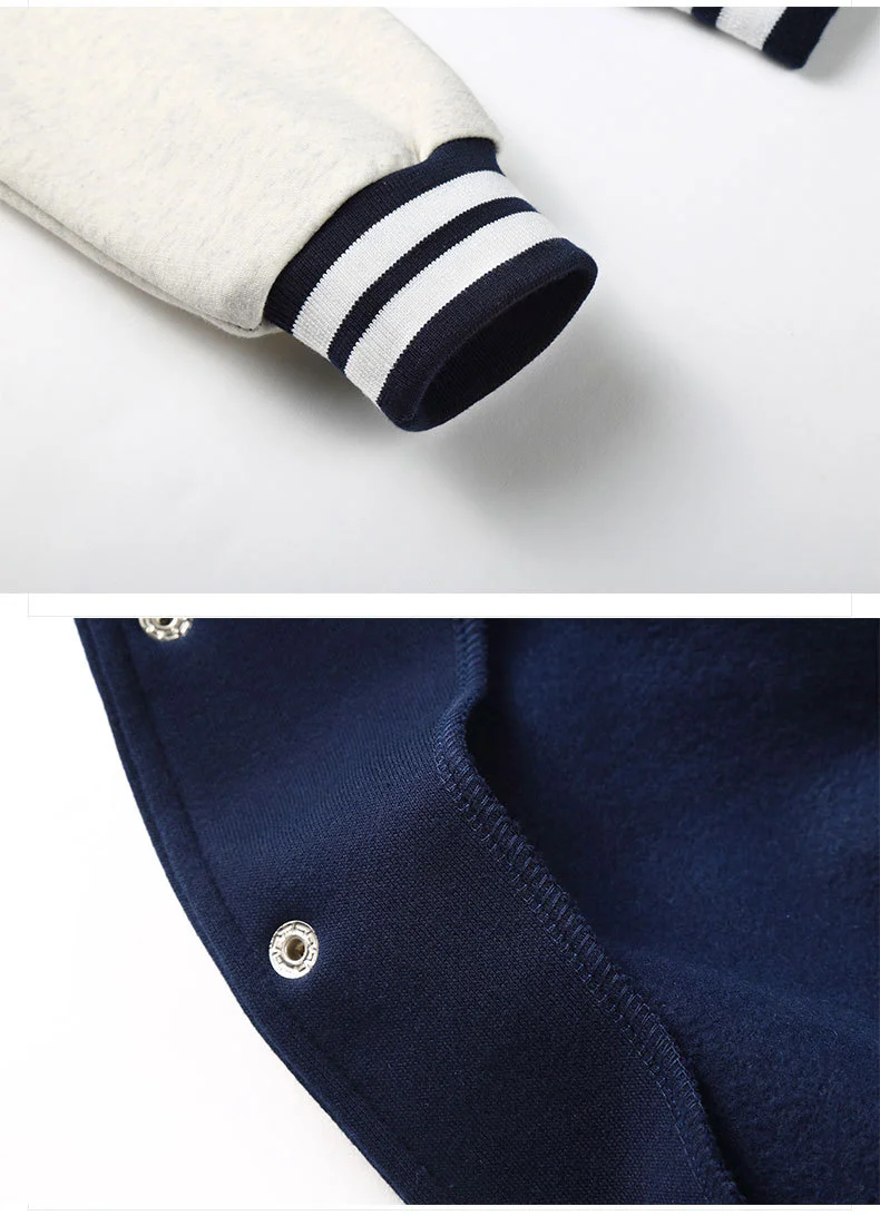 Custom Embroidery Patches Unisex Design Custom Logo Varsity French Terry Cotton Preppy Baseball Unif
