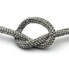 Diamant blanc + perles de millet argentées (tuyau PVC/noyau en coton)