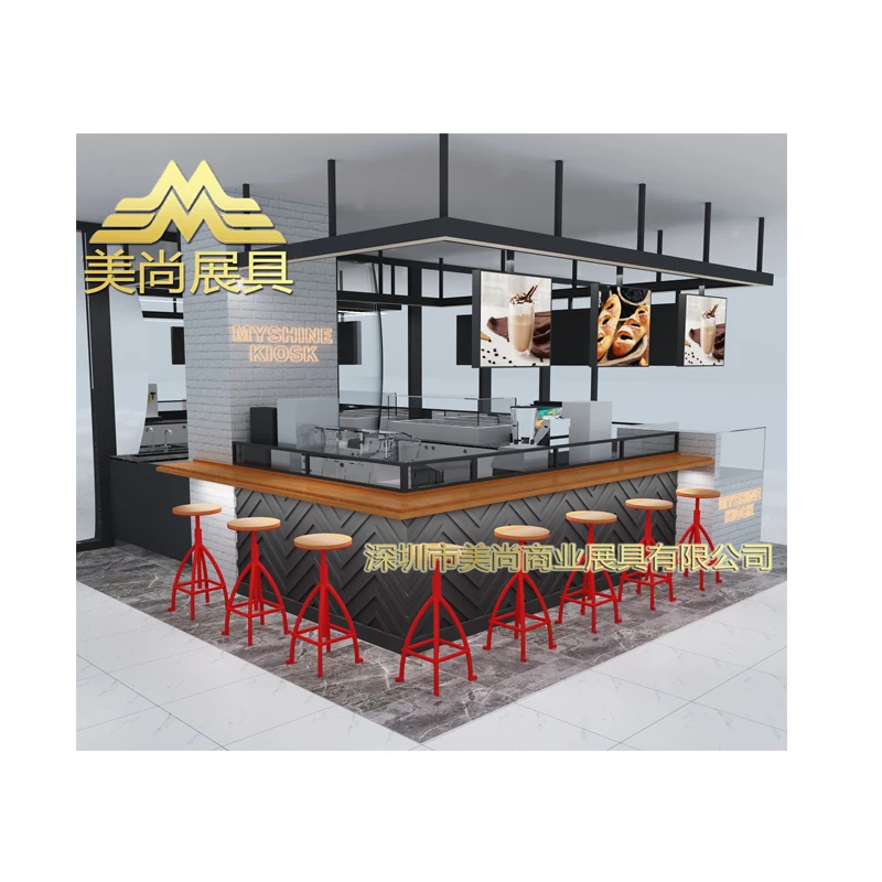 High Quality Modern Indoor Bubble tea counter fast food shop food service kiosk