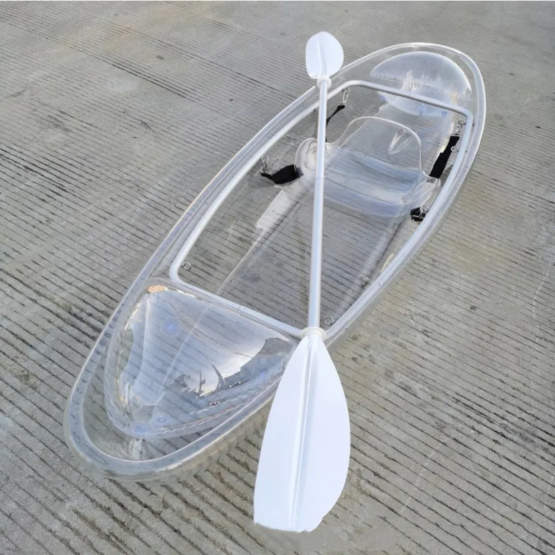Clear Canoe Plastic Modular Boats 2 Person Clear Glass Kayak Transparent Kayak With Paddle