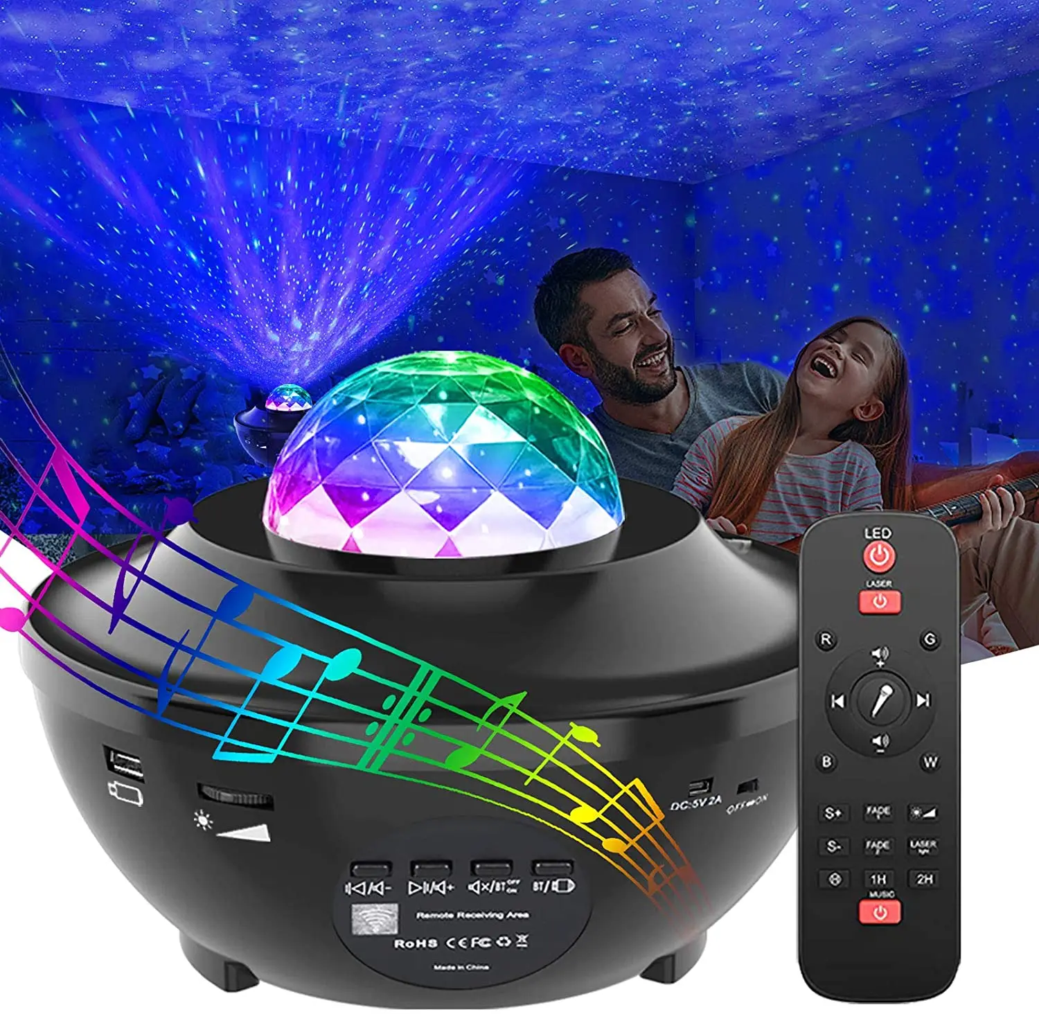 LED Galaxy Star Projector with Wireless Music Speaker