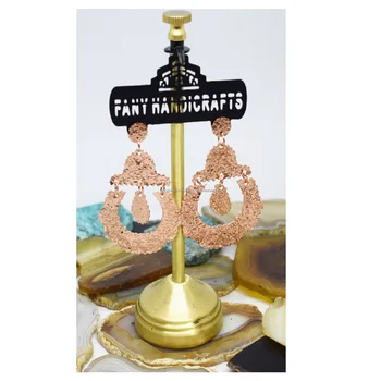 European Design Long Pure Copper Drop Earrings Vintage Metal Geometric Dangle Earring Jewelry Fashion Earrings