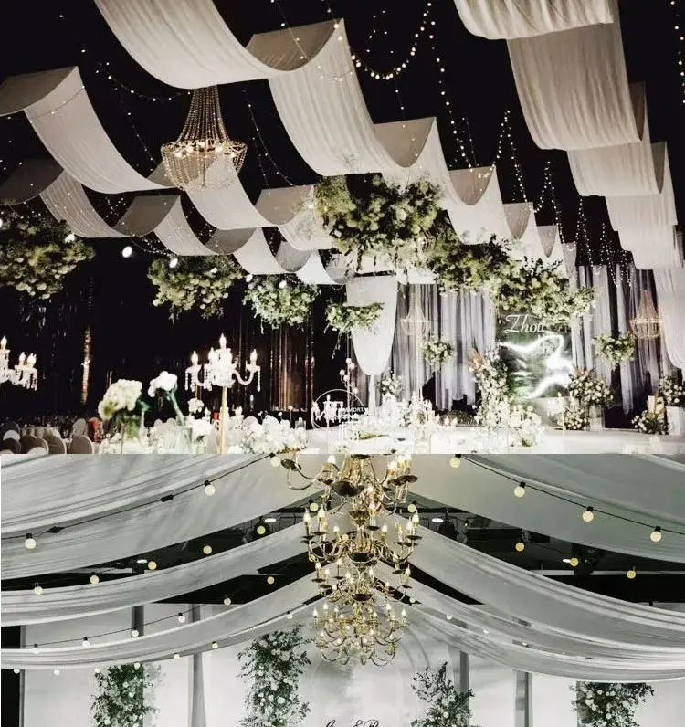 Wedding Hanging Ceiling Drape Elastic Cloth Waved Fabric Curtain for Backdrop Roof Hotel Top Decoration