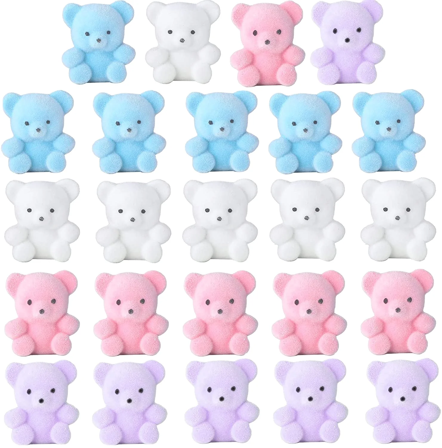 Custom 24 Pcs Miniature Flocked Mini Bears for Decorations