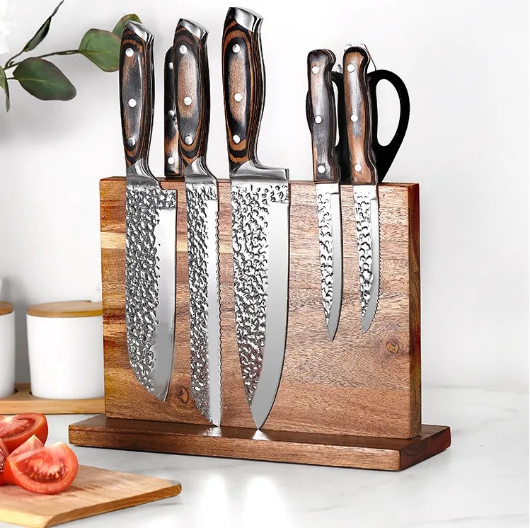 Домашний деревянный двухсторонний магнитный держатель для ножей кухонный стеллаж для хранения ножей Магнитный подставка для инструментов