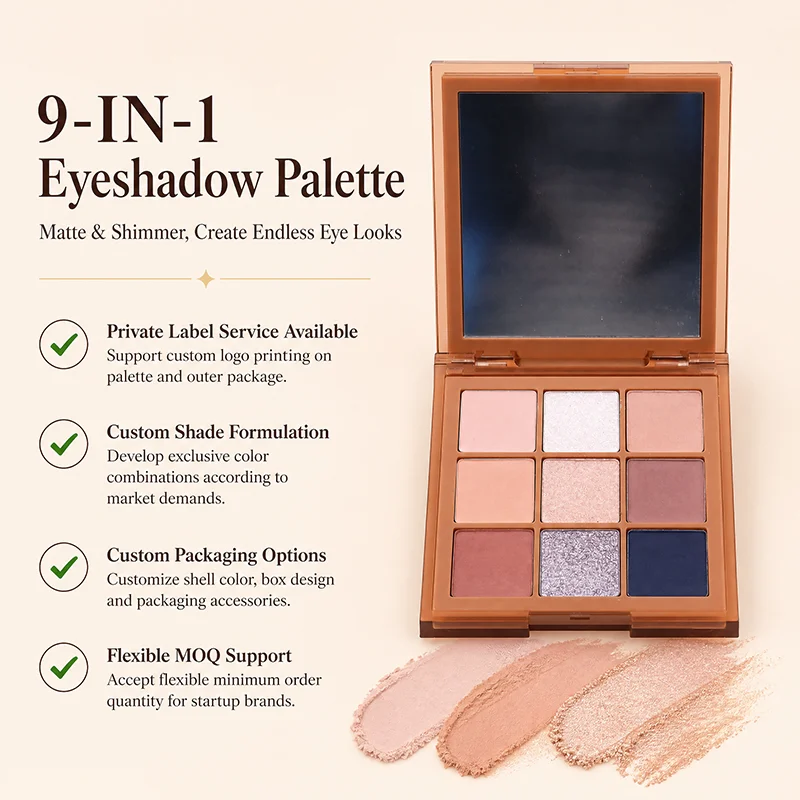 product 9 pan matte shimmer eyeshadow palette with cruelty free formula option wholesale private label cosmetic supplier-5
