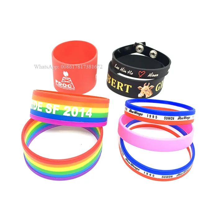 Factory Custom Standard Size rainbow Gay Pride Silicone Souvenir Bracelet Wristband