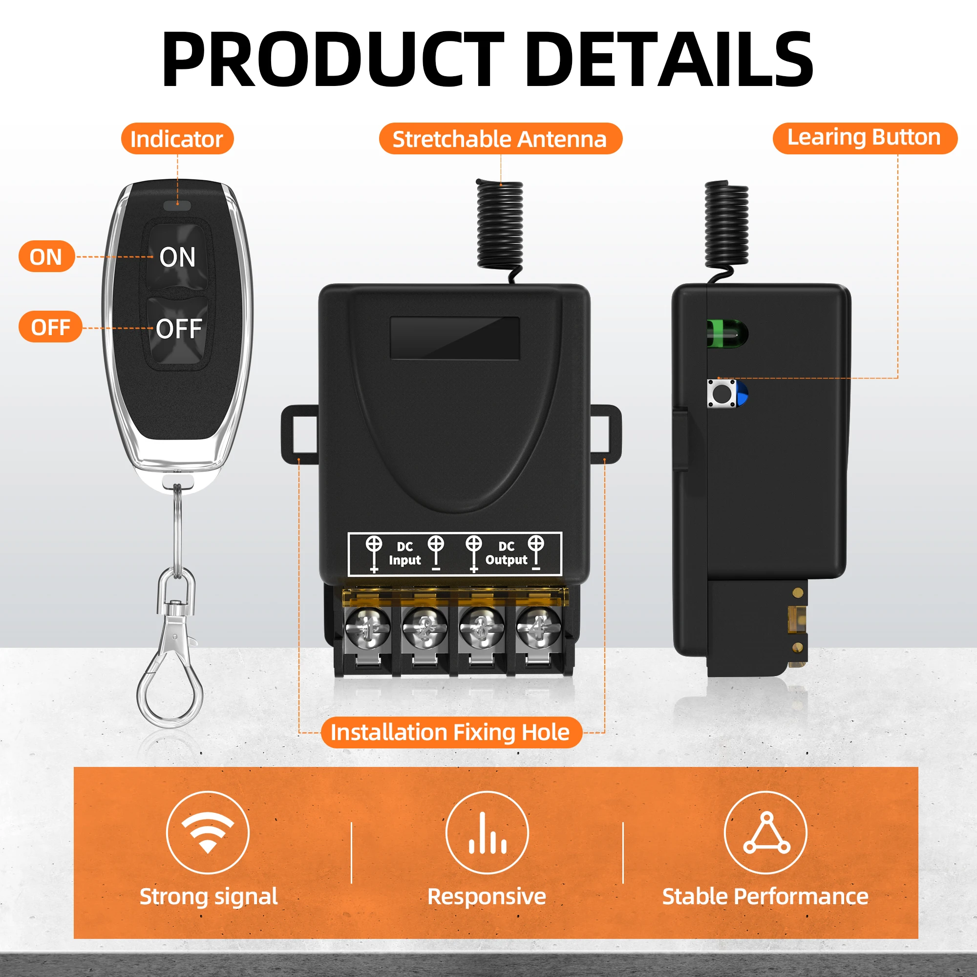 12v 30a Mini Relay Wireless Switch Remote Control Receiver Rf 328ft 2 ...