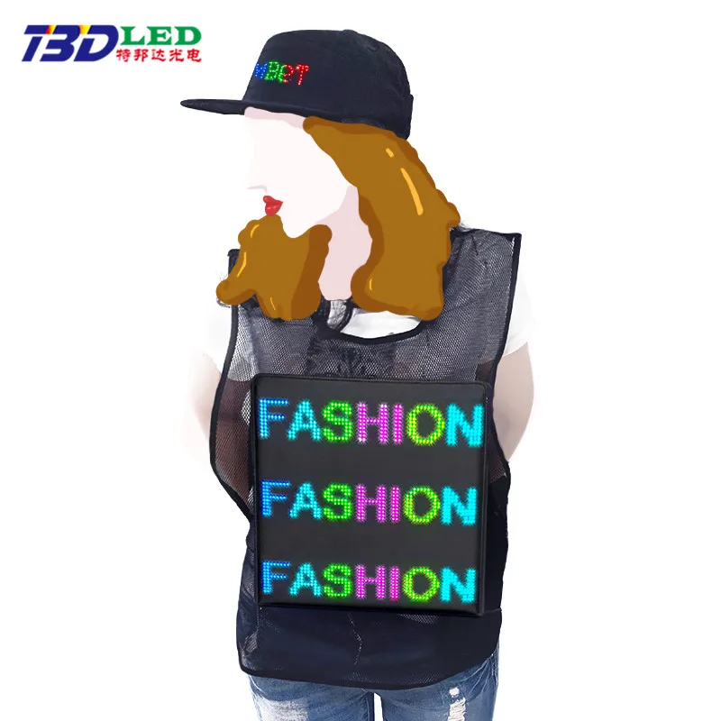 Advertising LED Jacket LED Vest with Dynamic LED Display Board APP Custom Words Wearable LED Screen Sales Promotion LED Vest