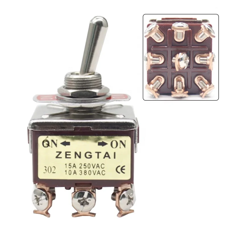ZengTai 302 on on 2 Position 9 Pin  Brass Mini Locking  Toggle Switch for Car