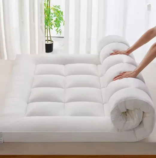 All Season Sleeping Breathable Box Stitching Cheap Custom Size Thick Fluffy Cotton Hotel Bed Microfiber Mattress Topper