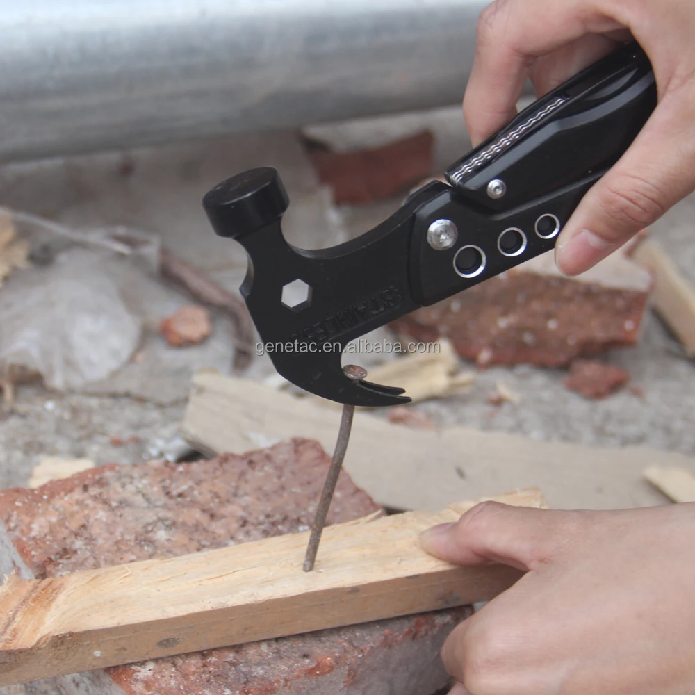 High Quality 13 1 Stainless Steel Pocket Style Multitool Outdoor Multifunctional Claw Hammer Pliers Screwdriver Blade Camping