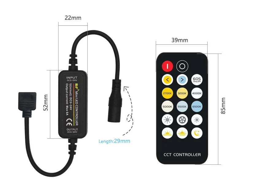 2700-6500K Changeable CCT COB LED Strip Light DC24V 576LEDs
