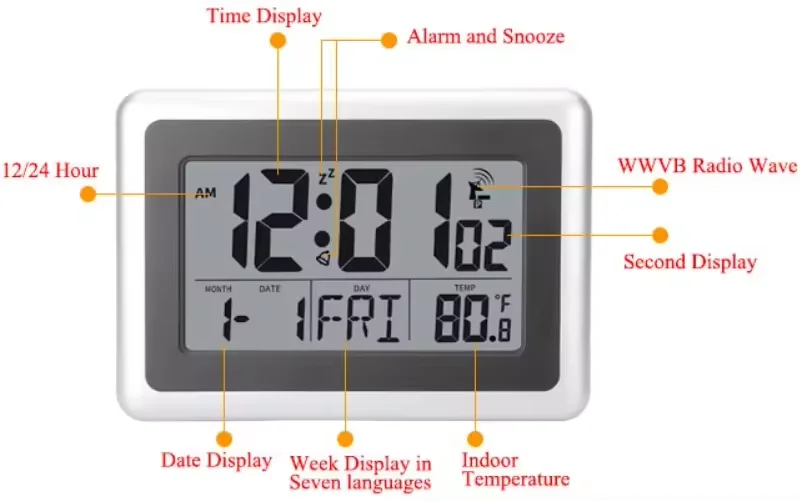 Decorative Simple Design Digital DCF RCC Promotional Mounted Stylish World Time Zone Wall Clock