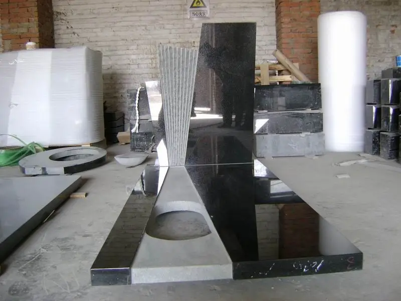 High Polished Degree Black White Granite Tombstone High End Wholesale Tombstone Tiles