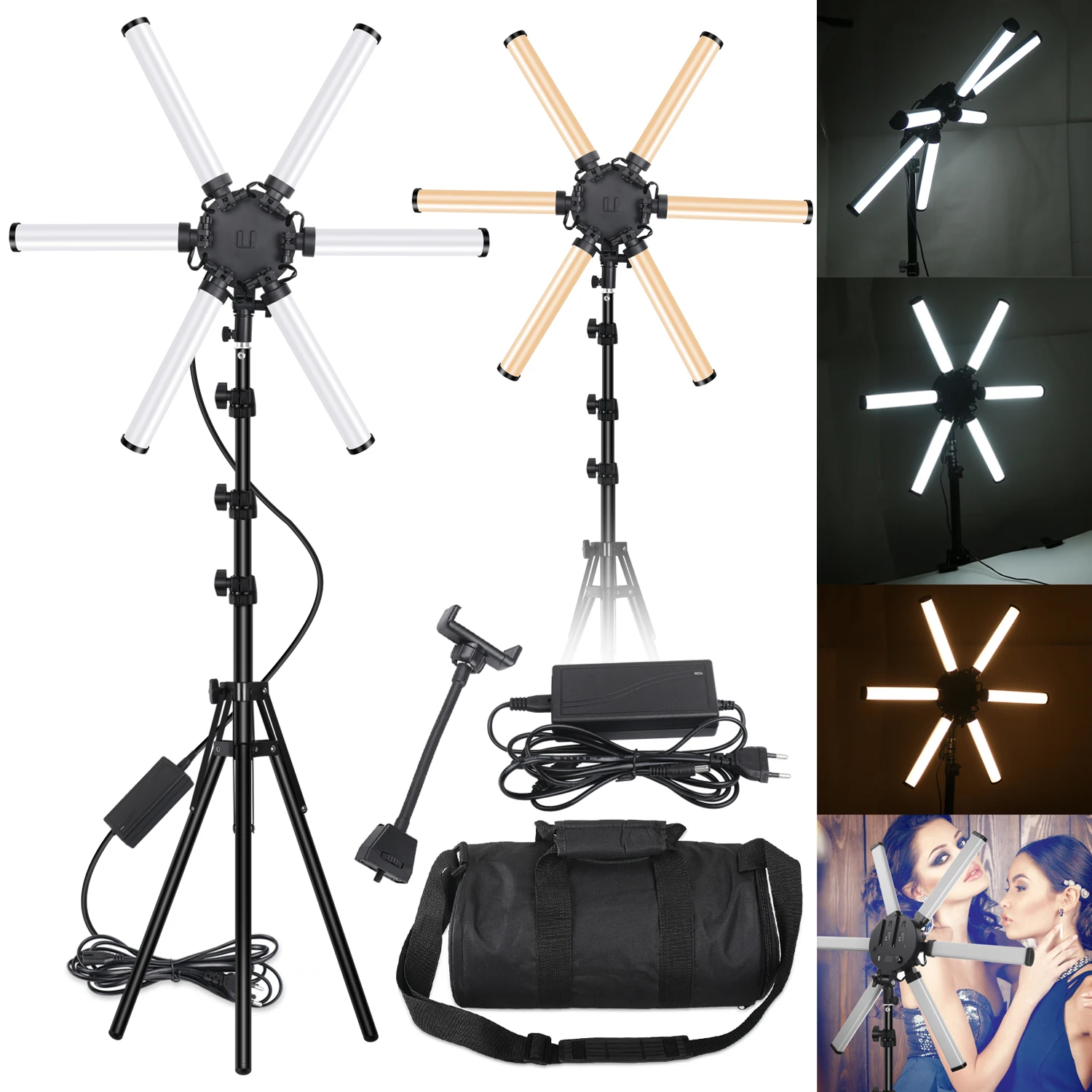 Video Lights Selfie LED Ring Light Dimmable Ring Lamp With Stand Tripods 6 Arms Light For TIKTOK Youtube Makeup ringlight.jpg
