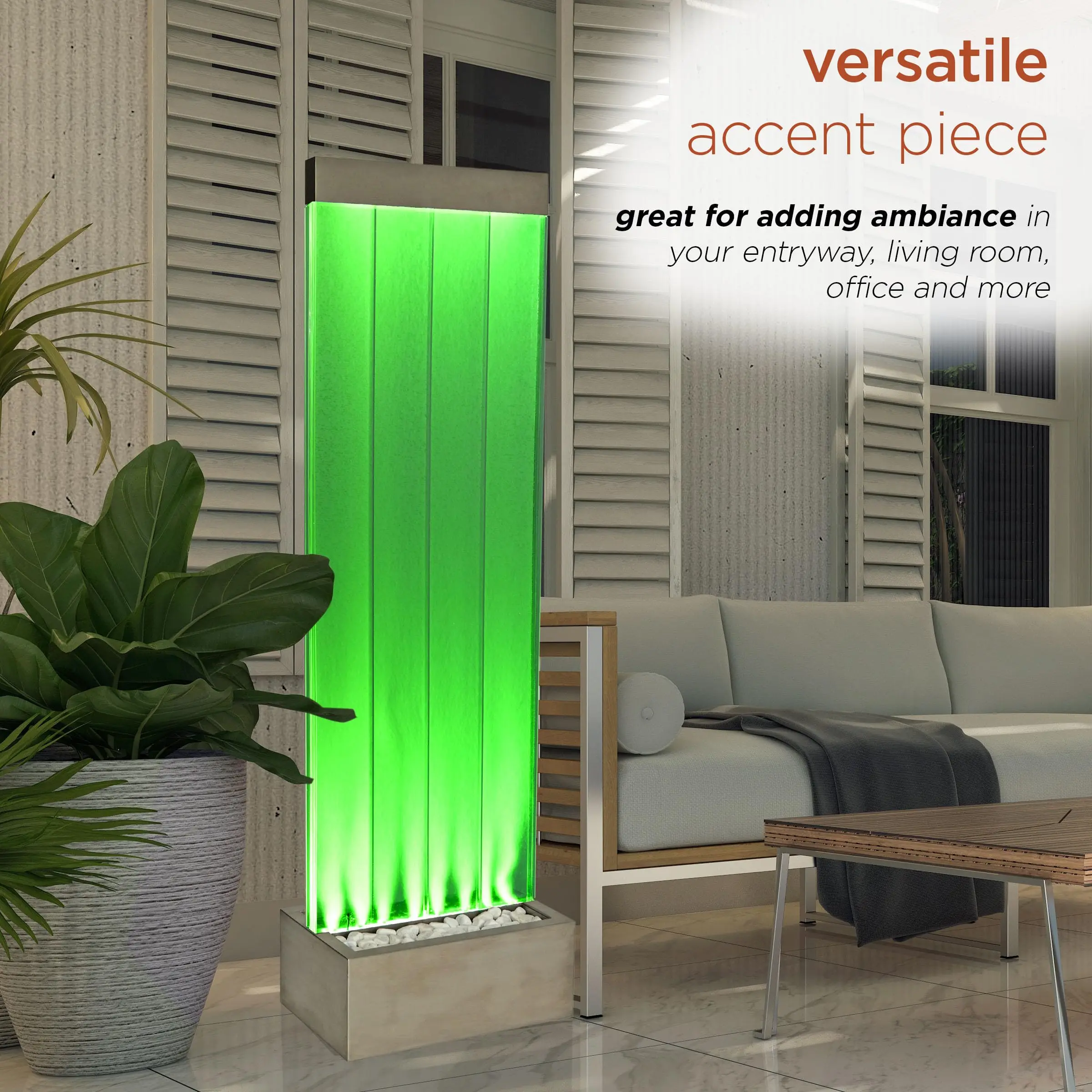 Waterfall Water Wall Bubble Feature Room Divider Partition Indoor Led ...