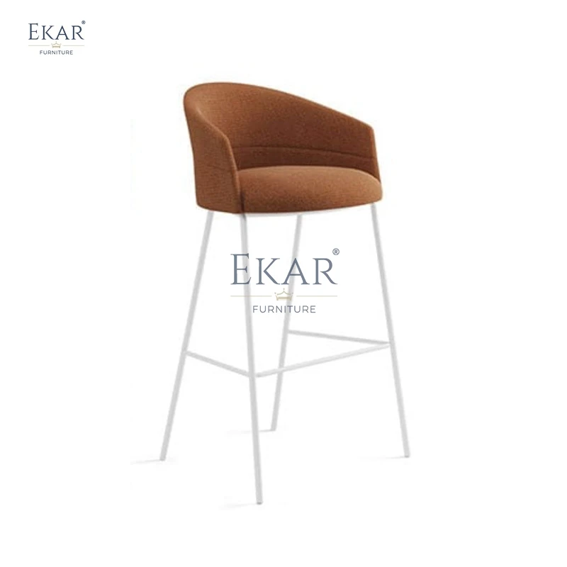 Modern Sleek Bar Stool Durable Metal and Natural Fabric or Leather for Kitchen Dining Hotel or School Use manufacture