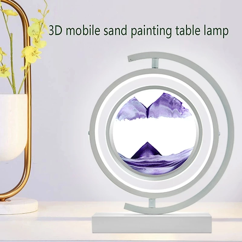 Lampe LED en forme de sablier 3D, 25,4 cm, lumière de nuit à sable mouvant