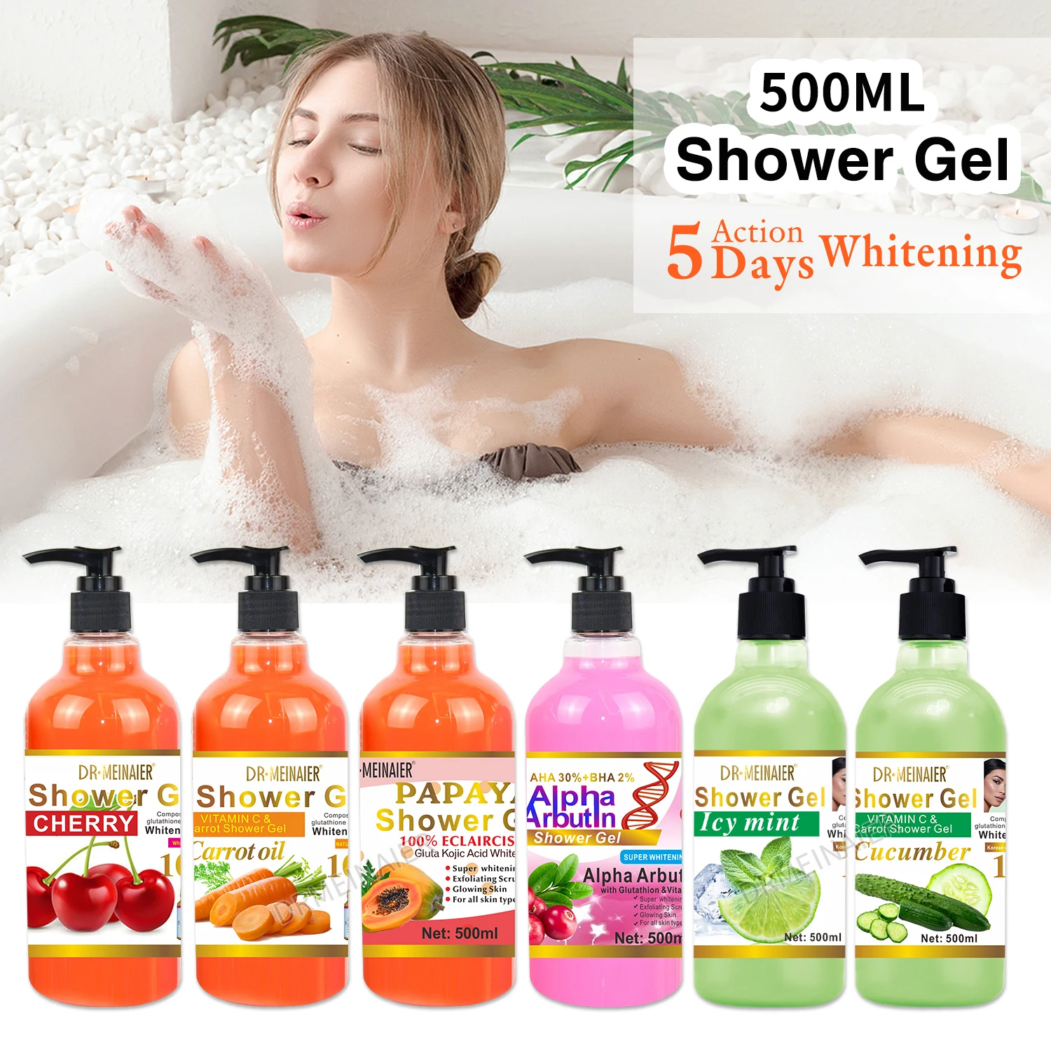 glutathione whitening body wash Natural Refresh Skin Shower Gel 500ml Peptides for Gut Health: