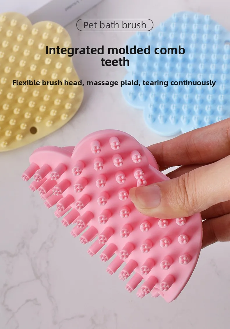 Versatile Pet Cleaning Tool for Bathroom Use Silicone Pet Shower Brush for Cats Bathing and Grooming  details