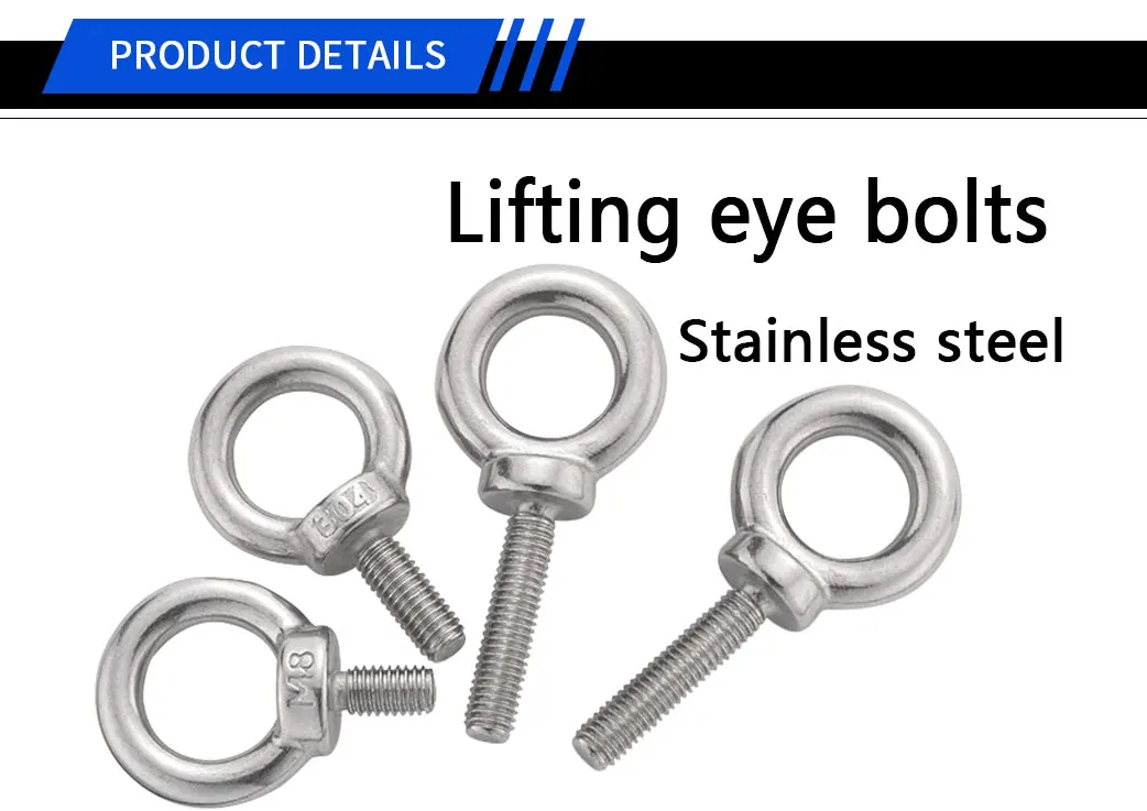 High Quality 304 Stainless Steel Lifting Eye Bolts M5m14 Bolts Hanging