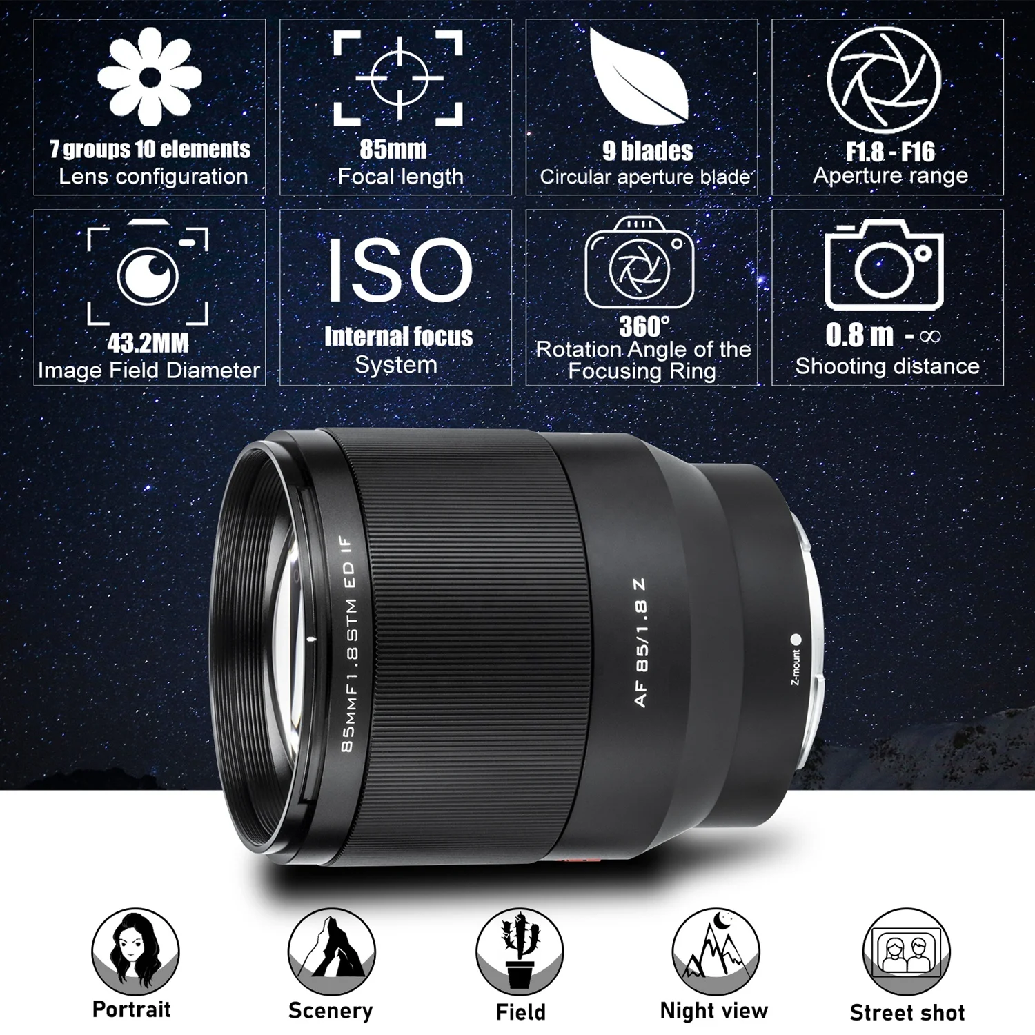 Viltrox 85mm F1.8 STM - Nikon Zマウント用オートフォーカスポート