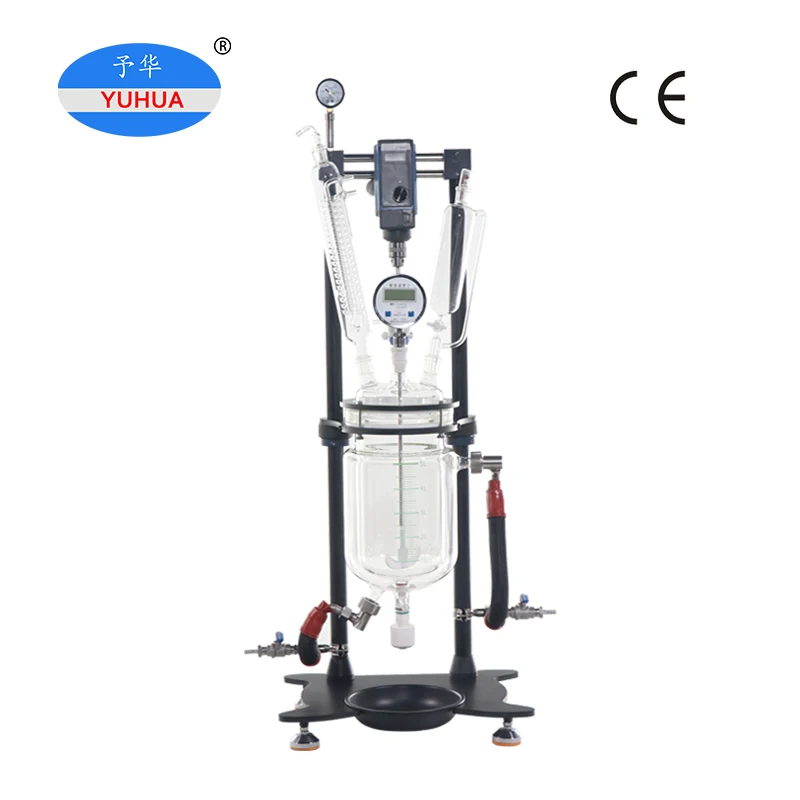 Лабораторный однослойный реактор YUHUA из боросиликатного стекла с покрытием 1 л 2 3