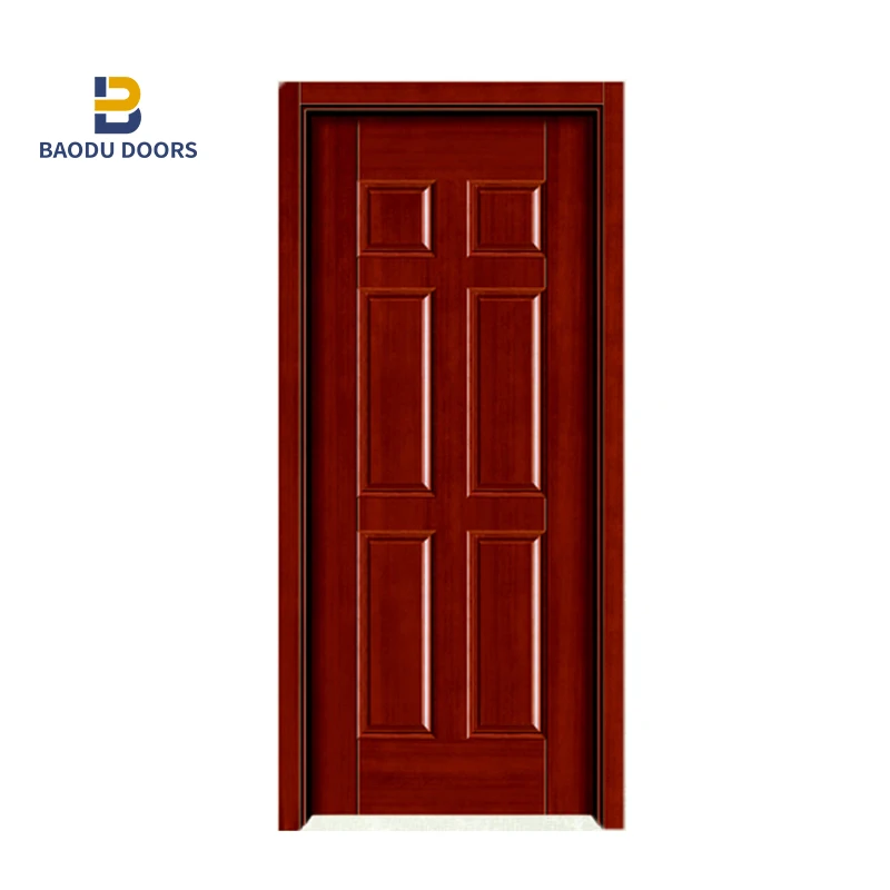 Baodu Solid Exterior Flat Teak Wood Main Double Front Entry Door Design