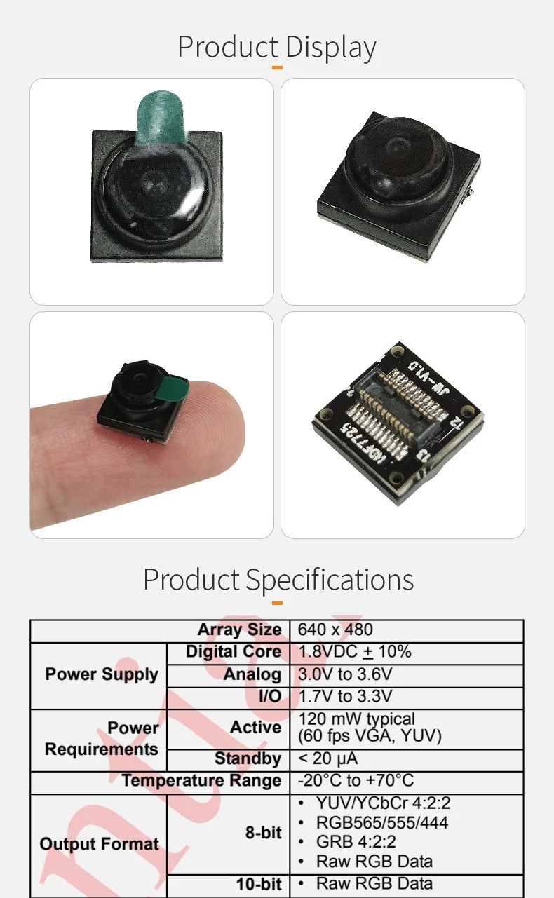 DGZX Mini CMOS VGA Low Light Sensor Omnivision OV7725 0.3Mp Macro Tiny Camera Module for Medical Vein Finder插图1