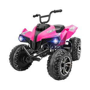 24V Pink Ride-on Car for Big Kids Iron-Frame 2 Seater ATV 4WD Heavy-Duty Realistic Sounds Spring Suspension