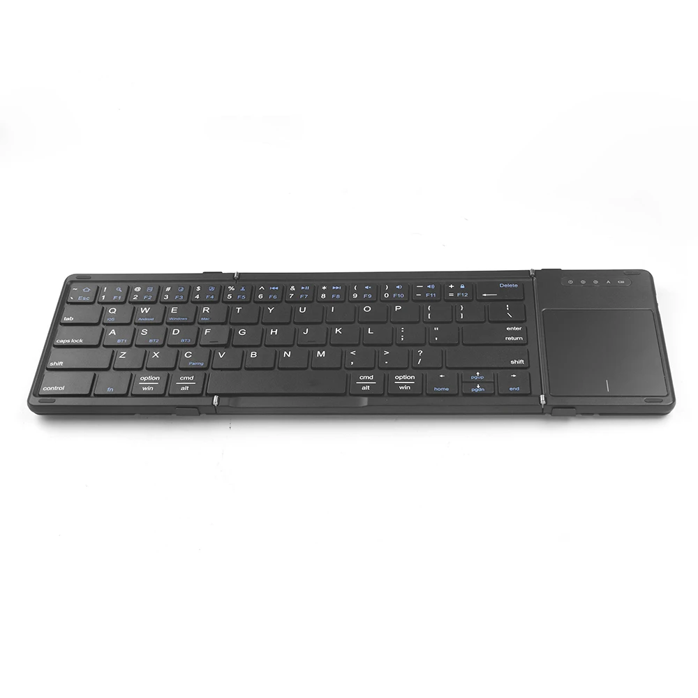 B077T Slim Folding Keyboard Portable Mini Foldable BT Wireless Keyboard with Mouse Touchpad for Android Laptop Pc