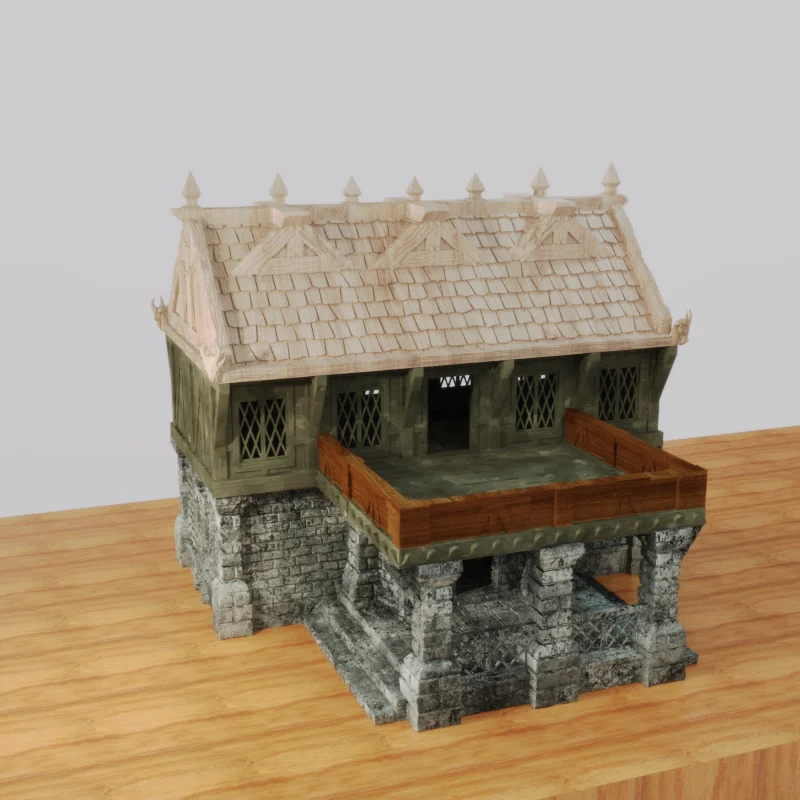 product custom resin miniature buildings house figurine frosted texture resin medieval house miniature building souvenir statuette-3