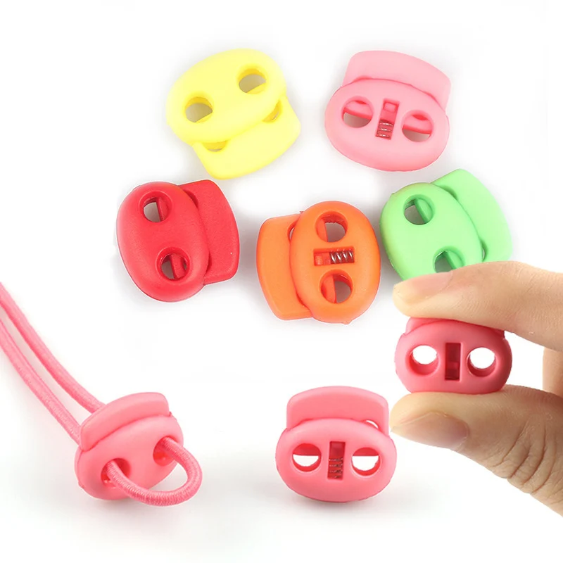 Factory Price High Quality 2 Holes Colorful Plastic Nylon Cord Lock Stoppers