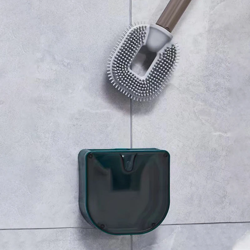 2025 новый тренд PP для чистки ванной комнаты настенный силиконовый набор туалетной щетки с моющим средством