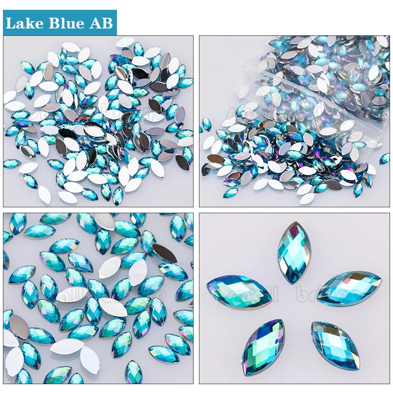 product factory wholesale 3x6mm 4x8mm chessboard horse eye shape flatback nail art resin rhinestones for garment-37