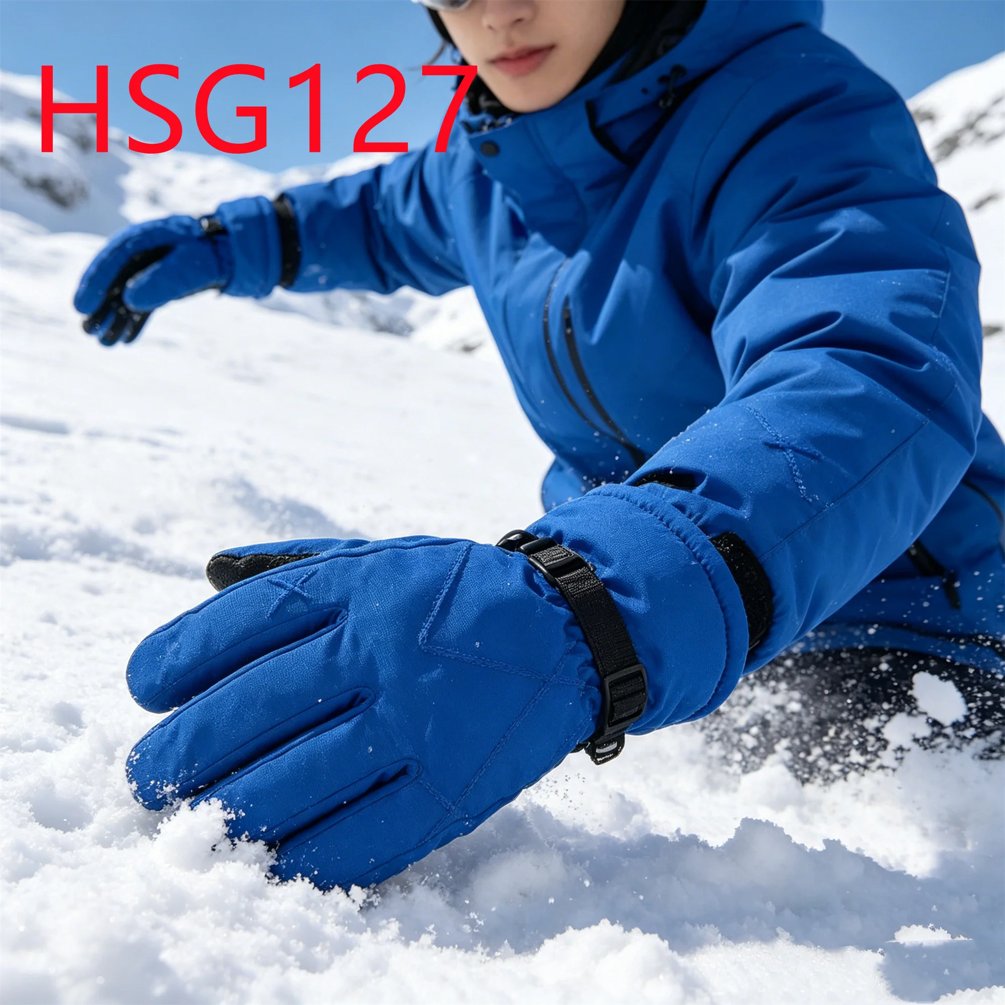 HY,Long-lasting Warmth Five-finger Touchscreen Unisex Ski Gloves Adjustable Windproof Cuff Colorful Winter Gloves HSG127