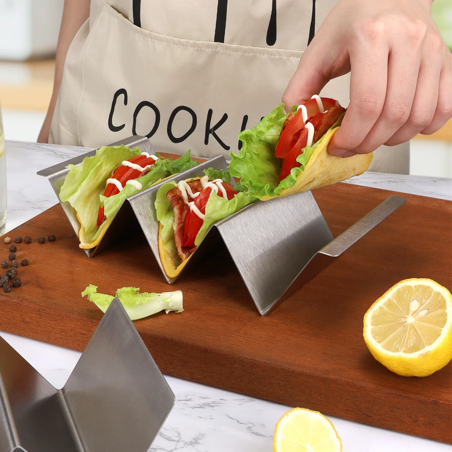 Lot De 4 Supports à Tacos En Inox - Pour Four Et Repas