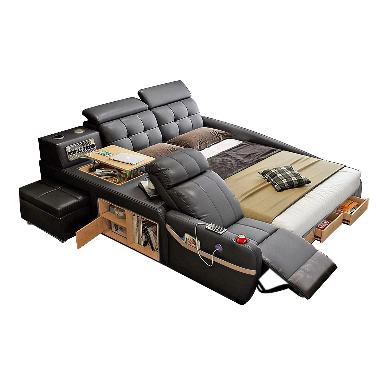 Luxury Multifunction Smart Bed Lit Multifonctionnel Massage for Girls Bed Royal Luxury king Size Luxury Modern Bedroom Furniture
