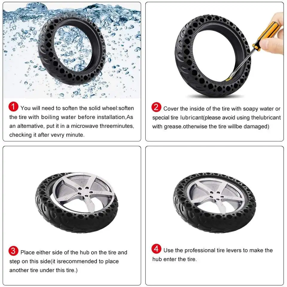 batch new image eu stock xiao mi pro m365 scooter tyre 85 inch solid tire honeycomb riding off road electric scooter tire-5