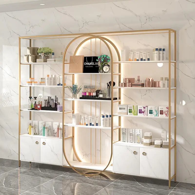 Skincare Shop Furniture Ajustable Cosmetic Store Shelf Rack Led Makeup ...