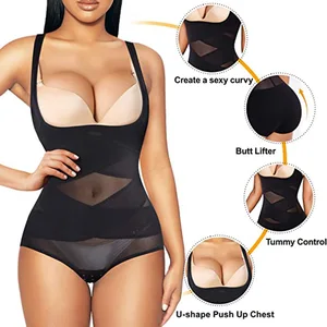 For Postpartum One-piece Bodysuit Buttoned Shapewear Women's Thin Mesh Waist Belly Control Fitness Yoga Large Size