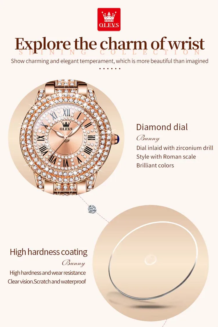 OLEVS 9943 Luxurious Made in China Lady Quartz Watch Potty 2023 Stainless Steel Band Waterproof Classic Elegant Casual Watches