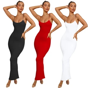 Ladies Fashion Sexy Spaghetti Strap Sleeveless Backless Slim Maxi Dresses Women Lady Elegant